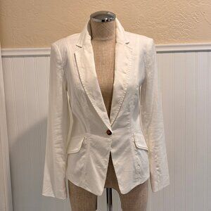 WHBM White Linen Blazer Size 2